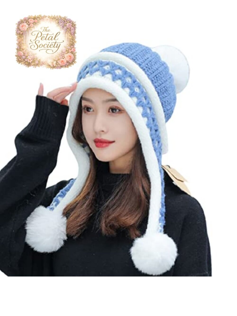 Women Peruvian Beanie Hat Ear Flaps Fleece Lined Acrylic Knit Winter